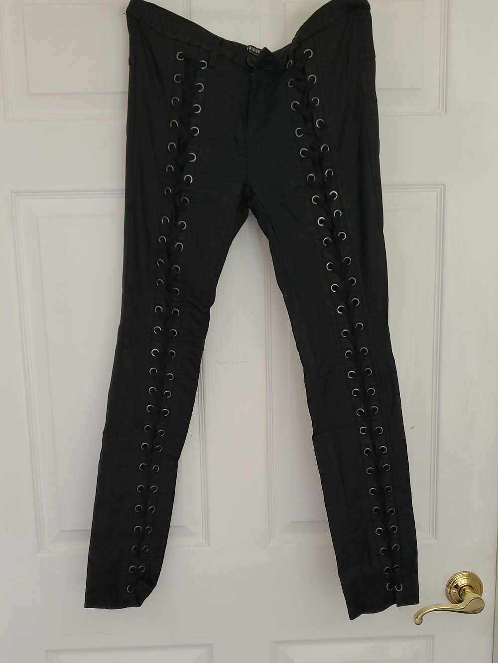 Fashion Nova Black Lace-Up Side Grommet Chinos